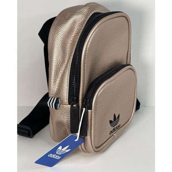 Adidas Originals CM3811 Mini PU Leather Backpack Light Rose Gold Pink New - Picture 2 of 13